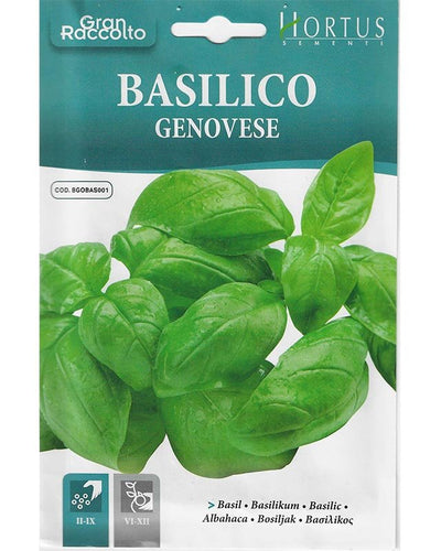 Hortus Basil Premium Quality Seeds Basilico Genovese Made In Italy Hortus Sementi - Souq Garden