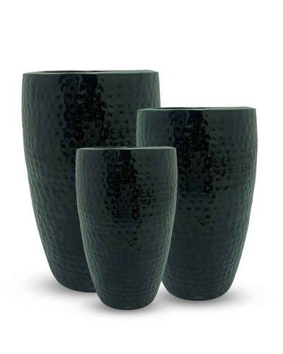 FOREST GREEN GLOSSY TALL CURVE PLANTER