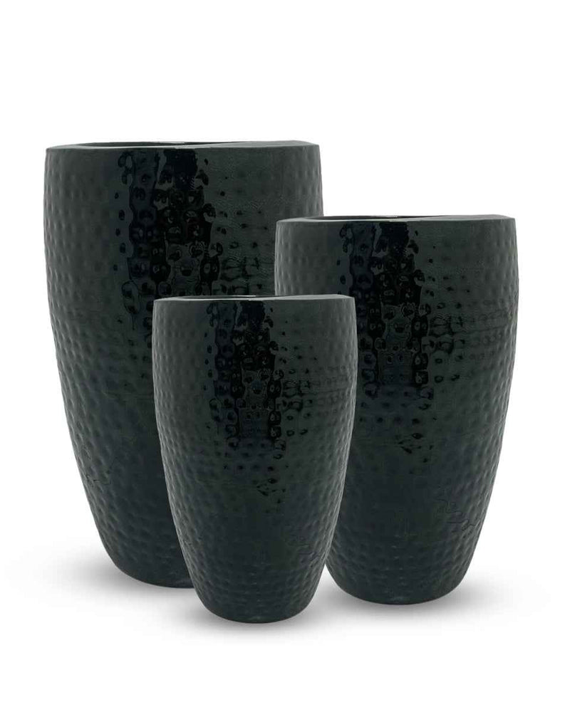 MIDNIGHT BLACK GLOSSY TALL CURVE PLANTER