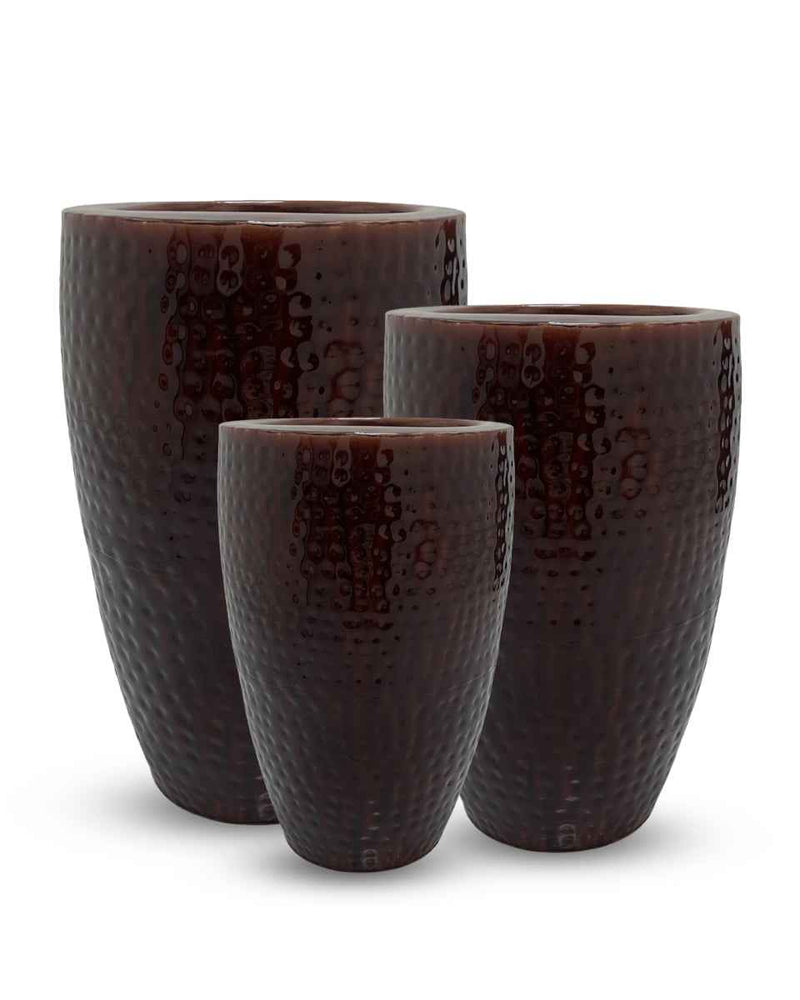 GARNET RED GLOSSY TALL CURVE PLANTER