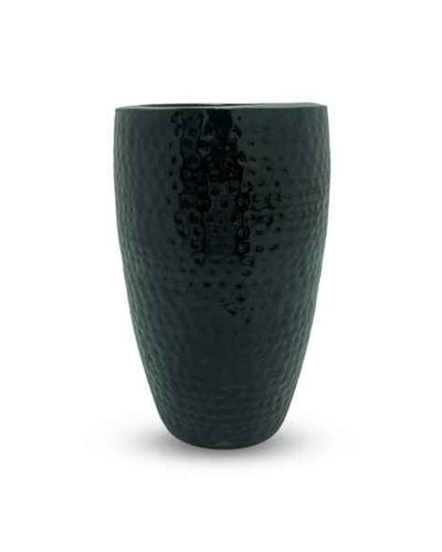 FOREST GREEN GLOSSY TALL CURVE PLANTER