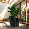 MIDNIGHT BLACK GLOSSY TALL CURVE PLANTER
